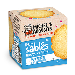 Présentoir de 18 boîtes de Petits sablés au beurre un peu salé de 40g Michel et Augustin