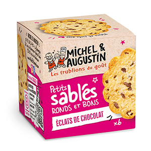 Présentoir de 18 boîtes de Petits sablés aux gouttes de chocolat de 40g Michel et Augustin