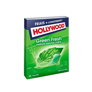 14 boîtes de 12 dragées Hollywood Chewing gum parfum menthe verte