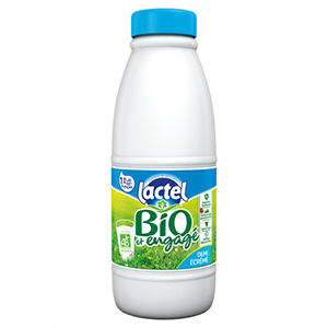 Lait demi-Ã©crÃ©mÃ© bio Lactel 1L x 6