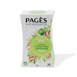 Infusion citron vert, gingembre bio PAGES - 20 sachets