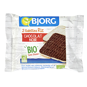 2 galettes de riz chocolat noir Bio Bjorg de 22.5g x 36