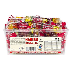 Roulette de fruits 45 bonbons HARIBO 1125g - livraison bonbon en entreprise  - Achat pas cher