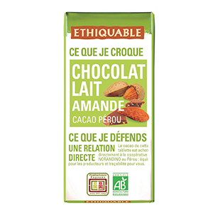 24 mini barres chocolat lait amande Pérou 42% BIO ETHIQUABLE 30g
