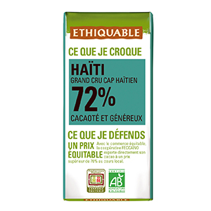 24 mini barres chocolat noir Haiti 72% bio Ethiquable 30g