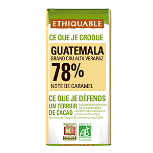 24 mini barres chocolat noir Guatemala 75% bio Ethiquable 30g