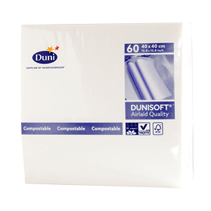 60 serviettes blanches compostables 40x40cm 