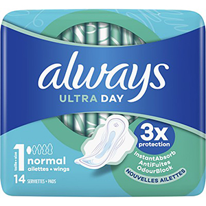 Serviettes hygiÃ©niques normal ultra jour x14