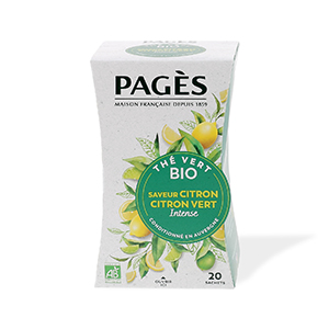 ThÃ© vert citron, citron vert bio PAGES - 20 sachets