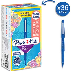 Boite de 36 feutres bleu - PAPERMATE