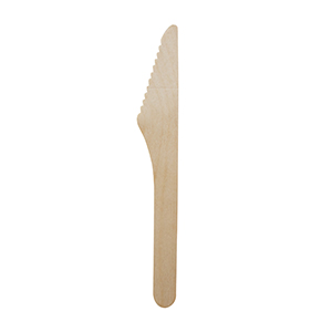 100 couteaux en bois compostable 19cm